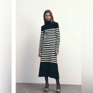 Zara Wool Blend stripe knit dress